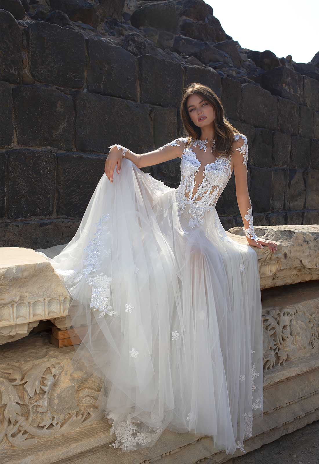 pnina tornai long sleeve lace dress